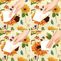 Flower Sunflower Elastic Edge Round Tablecloth Floral Butterfly Fitted Round Table Cover Waterproof Wipeable For Parties Outdoor