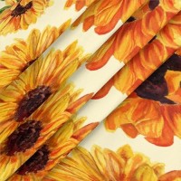 Flower Sunflower Elastic Edge Round Tablecloth Floral Butterfly Fitted Round Table Cover Waterproof Wipeable For Parties Outdoor