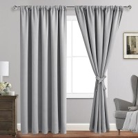 Jiuzhen Curtains For Bedroom Thermal Insulated Blackout Curtains With Tiebacks Room Darkening Curtains Energy Saving Noise