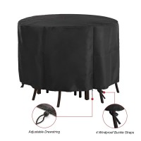 Jungda Round Patio Bar Height Table And Chair Cover 73 Inch,Outdoor Round Tall High Patio Table Cover For Patio Round Furniture - 73 X 43 Inch