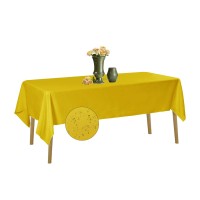 Algaiety 2 Pack Waterproof Rectangle Tablecloth, 60 X 102 Inch Polyester Tablecloths, Wrinkle Resistant Polyester Tablecloth For Dining Table, Outdoor, Party And Banquets (Yellow)