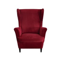 Haoyong Velvet Wingback Armchair Covers 2-Piece Elastic Stretch Wingback Chair Sofa Slipcover Soft Wingback Chair Slipcover Washable Armchair Protector Cover For Living Room Wedding And Party