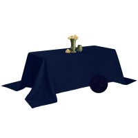 Algaiety 2 Pack Waterproof Rectangle Tablecloth, 90 X 132 Inch Polyester Tablecloths, Wrinkle Resistant Polyester Tablecloth For Dining Table, Outdoor, And Banquets (Navy)