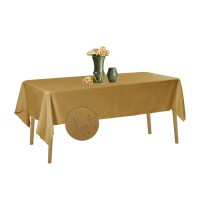 Algaiety 2 Pack Waterproof Rectangle Tablecloth, 60 X 102 Inch Polyester Tablecloths, Wrinkle Resistant Polyester Tablecloth For Dining Table, Outdoor, Party And Banquets (Gold)