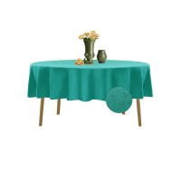 Algaiety 2 Pack Waterproof Round Tablecloth, 70'' Inch Polyester Tablecloths, Wrinkle Resistant Polyester Table Cover For Dining Table, Outdoor, Party And Banquets (Turquoise)