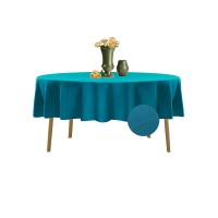 Algaiety 2 Pack Waterproof Round Tablecloth, 70'' Inch Polyester Tablecloths, Wrinkle Resistant Polyester Table Cover For Dining Table, Outdoor, Party And Banquets (Caribbean Blue)