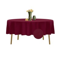 Algaiety 2 Pack Waterproof Round Tablecloth, 90'' Inch Polyester Tablecloths, Wrinkle Resistant Polyester Table Cover For Dining Table, Outdoor, Party And Banquets (Burgundy)