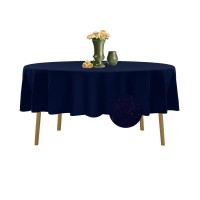 Algaiety 2 Pack Waterproof Round Tablecloth, 90'' Inch Polyester Tablecloths, Wrinkle Resistant Polyester Table Cover For Dining Table, Outdoor, Party And Banquets (Navy)