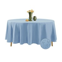 Algaiety 2 Pack Waterproof Round Tablecloth, 108'' Inch Polyester Tablecloths, Wrinkle Resistant Polyester Table Cover For Dining Table, Outdoor, Party And Banquets (Blue Mist)