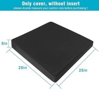 Gueglsa Replacement Outdoor Cushion Covers 25X25X5  Water Repellent Patio Cushion Slipcovers  High Uv Resistant Replacement Cushion Covers  Set Of 2  Black