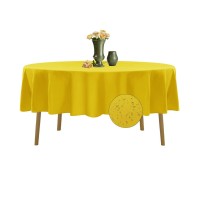 Algaiety 2 Pack Waterproof Round Tablecloth, 90'' Inch Polyester Tablecloths, Wrinkle Resistant Polyester Table Cover For Dining Table, Outdoor, Party And Banquets (Yellow)