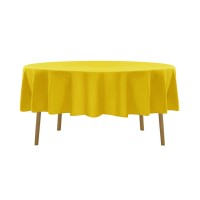 Algaiety 2 Pack Waterproof Round Tablecloth, 90'' Inch Polyester Tablecloths, Wrinkle Resistant Polyester Table Cover For Dining Table, Outdoor, Party And Banquets (Yellow)