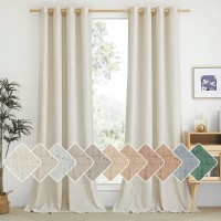 Nicetown Natural Linen Curtains 84 Inch Long 2 Panels Set Grommet Top Thick Linen Burlap Semi Sheer Vertical Drapes Privacy Ass