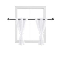 Hiasan White Sheer Curtains 36 Inch Length With Tiebacks Grommet Light Filtering Semi Transparent Short Voile Drapes Half Windo