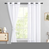 Hiasan White Sheer Curtains 84 Inches Long With Tiebacks Lightweight And Light Filtering Voile Drapes Extra Long Grommet Window