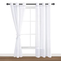 Hiasan White Sheer Curtains 84 Inches Long With Tiebacks Lightweight And Light Filtering Voile Drapes Extra Long Grommet Window