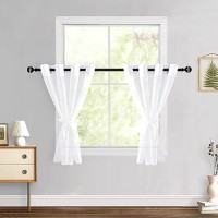 Hiasan White Sheer Curtains For Bedroom With Tiebacks Grommet Top Light Filtering Voile Drapes Airy Breathable Window Curtains