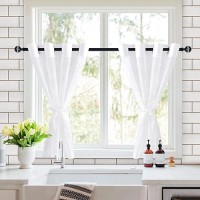 Hiasan White Sheer Curtains For Bedroom With Tiebacks Grommet Top Light Filtering Voile Drapes Airy Breathable Window Curtains