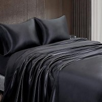 Homiest 3Pcs Satin Sheets Set Luxury Silky Satin Bedding Set With Deep Pocket 1 Fitted Sheet 1 Flat Sheet 1 Pillowcase Twi