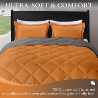 Downluxe Twin Comforter Set Burnt Orange And Grey Twin Comforter Soft Bedding Sets For All Seasons 2 Pieces 1 Comforter 6