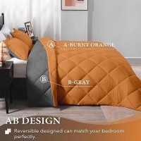 Downluxe Twin Comforter Set Burnt Orange And Grey Twin Comforter Soft Bedding Sets For All Seasons 2 Pieces 1 Comforter 6