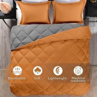 Downluxe Twin Comforter Set Burnt Orange And Grey Twin Comforter Soft Bedding Sets For All Seasons 2 Pieces 1 Comforter 6