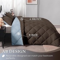 Downluxe King Size Comforter Set Brown And Blue King Comforter Soft Bedding Sets For All Seasons 3 Pieces 1 Comforter 104