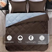 Downluxe King Size Comforter Set Brown And Blue King Comforter Soft Bedding Sets For All Seasons 3 Pieces 1 Comforter 104