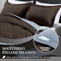 Downluxe Twin Comforter Set Brown And Blue Twin Comforter Soft Bedding Sets For All Seasons 2 Pieces 1 Comforter 66X92