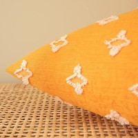 Emema Fall Orange Decorative Throw Pillow Covers 18X18 Inch Rhombic Jacquard Pillowcase Cushion Case Square For Couch Sofa Bed L