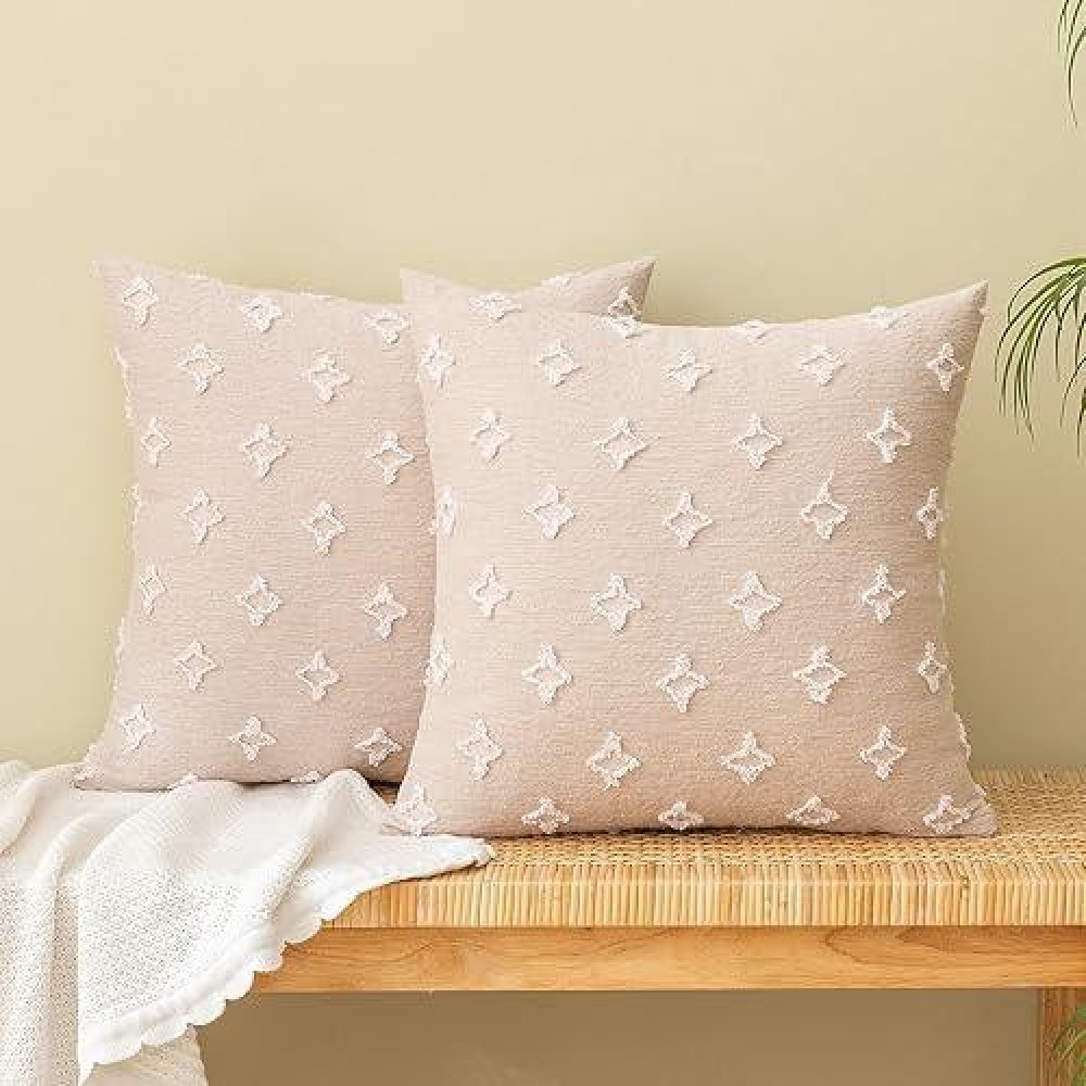 Emema Decorative Throw Pillow Covers Rhombic Jacquard Pillowcase Cushion Case Square For Couch Sofa Bed Living Room Bedroom Set