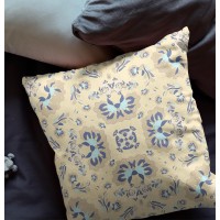 Divine Flowers Broadcloth Indoor Outdoor Blown And Closed Pillow In Yellow