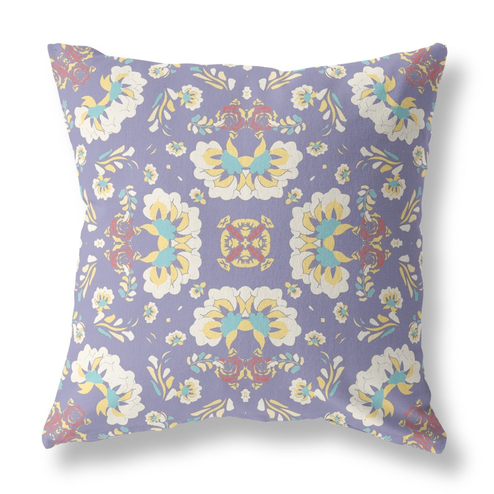 Divine Flowers Broadcloth Indoor Outdoor Blown And Closed Pillow In Purple