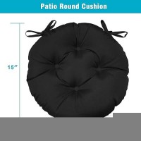 Gueglsa Tufted Outdoor Bistro Chair Cushion Waterproof Round Seat Cushion 15 Inch High Uv Resistant Bistro Cushion For Patio C