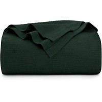 Utopia Bedding 100% Cotton Blanket (Queen Size - 90X90 Inches) 350Gsm Lightweight Thermal Blanket  Soft Breathable Blanket For All Seasons (Forest Green)