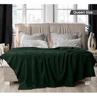 Utopia Bedding 100% Cotton Blanket (Queen Size - 90X90 Inches) 350Gsm Lightweight Thermal Blanket  Soft Breathable Blanket For All Seasons (Forest Green)