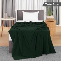 Utopia Bedding 100% Cotton Blanket (Twin Size - 90X72 Inches) 350Gsm Lightweight Thermal Blanket  Soft Breathable Blanket For All Seasons (Forest Green)