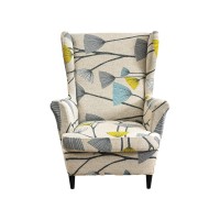 Haoyong Wing Chair Slipcovers Printed Wingback Chair Covers 2 Pieces Wingback Armchair Slipcover Stretch Chair Slip Covers Washable Armchair Protector Cover For Living Room And Bedroom