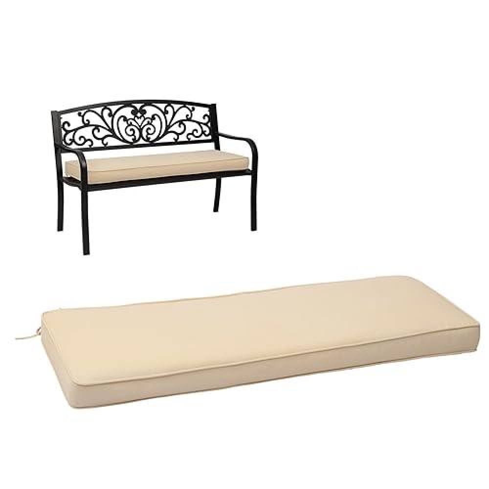 Aoodor Patio Bench Cushion Outdoor Olefin Fabric Slipcover Sponge Foam Beige