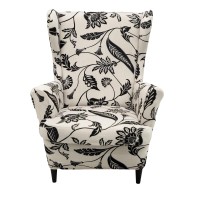 Haoyong Wing Chair Slipcovers Printed Wingback Chair Covers 2 Pieces Wingback Armchair Slipcover Stretch Chair Slip Covers Washable Armchair Protector Cover For Living Room And Bedroom