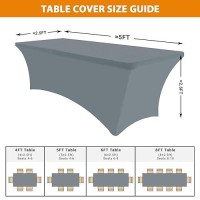 Eurmax Usa Rectangular Fitted Spandex Table Covers 5Ft Tablecloth Wedding Event Patio Table Decorations Stretch Table Cover For 5Ft Folding Table (Silver Gray 2 Pack)