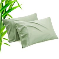 Green Pillow Cases Queen Size 2 Pack Bamboo Rayon Cooling Pillowcases With Envelope Closure Cool Breathable Pillow Case For Ho