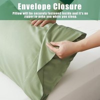 Green Pillow Cases Queen Size 2 Pack Bamboo Rayon Cooling Pillowcases With Envelope Closure Cool Breathable Pillow Case For Ho