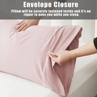 Pink Pillow Cases Standard Size 2 Pack Bamboo Rayon Cooling Pillowcases With Envelope Closure Cool Breathable Pillow Case For