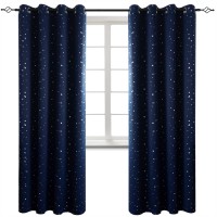 Bgment Navy Star Blackout Curtains For Kids Bedroom Grommet Thermal Insulated Room Darkening Printed Curtains For Living Room