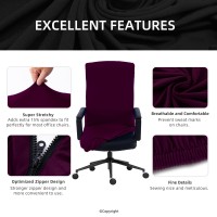 Office Chair Cover With Durable Zipper - Stretchable Universal Computer Chair Covering - Smooth Soft Polyester Slipcovers For Rotating Boss Chair, Desk Chair, High Back Chair - Light Gray