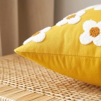 Emema Fall Yellow Decorative Throw Pillow Covers 12X20 Inch Set Of 2 Sun Flower Jacquard Daisy Cute Pillowcase Cushion Case Rect