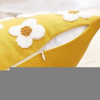 Emema Fall Yellow Decorative Throw Pillow Covers 20X20 Inch Set Of 2 Sun Flower Jacquard Daisy Cute Pillowcase Cushion Case Squa