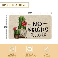 Roszwtit Spring Summer Door Mat 30 X 17 Inch No Picks Allowed Cactus Gnome Doormat Indoor Outdoor Entrance Funny Floor Mat Non S