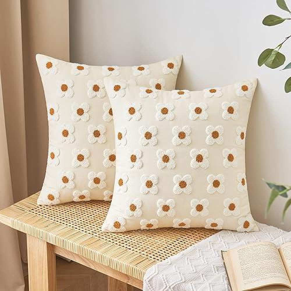 Emema Decorative Throw Pillow Covers Sun Flower Jacquard Pillowcase Cushion Case Square For Couch Sofa Bed Living Room Bedroom S